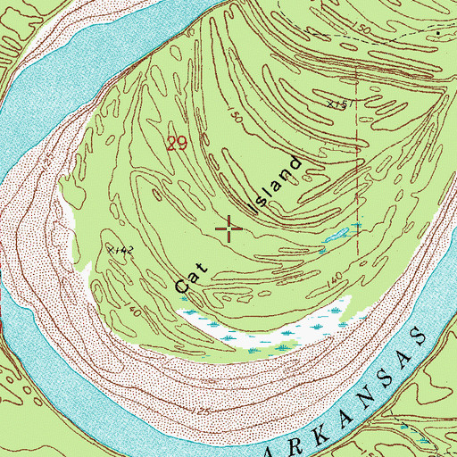 Topographic Map of Cat Island, AR