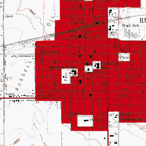 Topographic Map of Bickerdyke Elementary School, KS