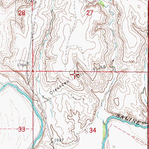 Topographic Map of Claussen Oil Field, KS