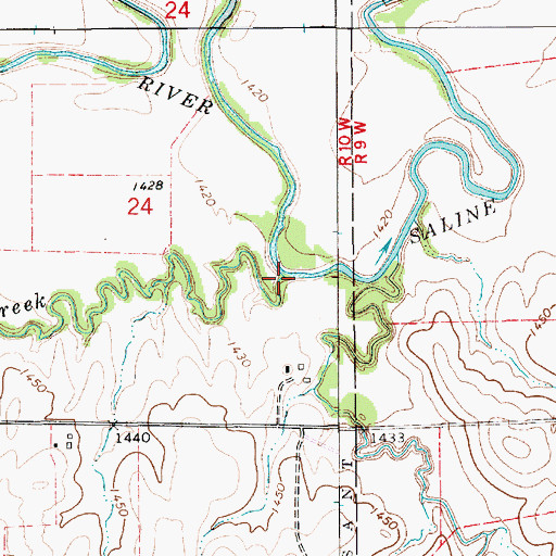 Topographic Map of West Twin Creek, KS