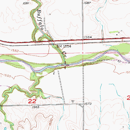 Topographic Map of Buffalo Creek, KS