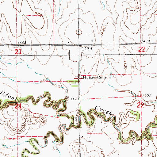 Topographic Map of Heiser Cemetery, KS