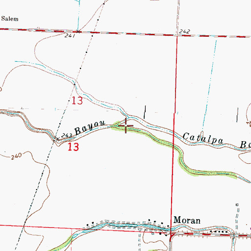 Topographic Map of Catalpa Bayou, AR