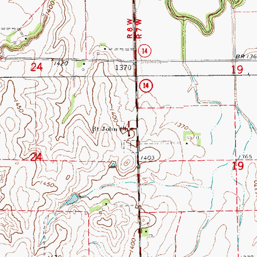 Topographic Map of Saint John Lutheran Church, KS