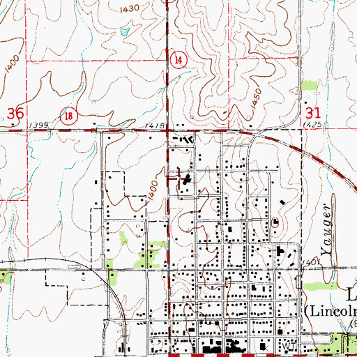 Topographic Map of Saint John School, KS