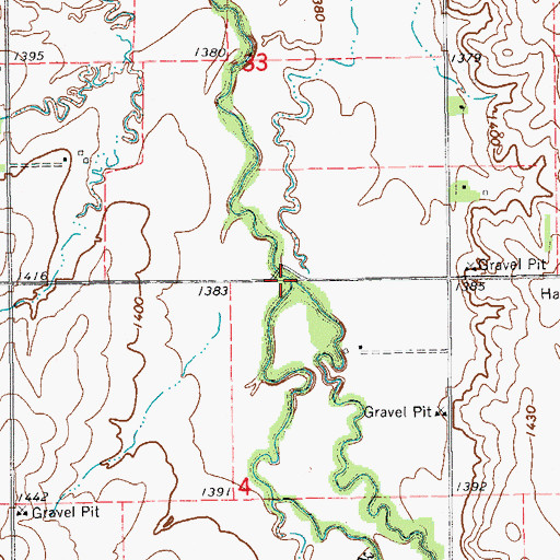 Topographic Map of East Elkhorn Creek, KS