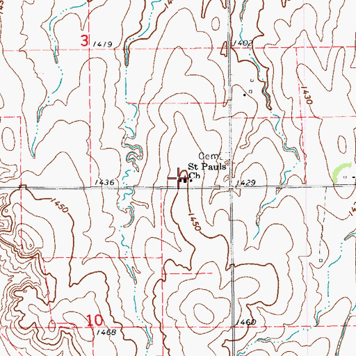 Topographic Map of Saint Paul's Lutheran Church, KS
