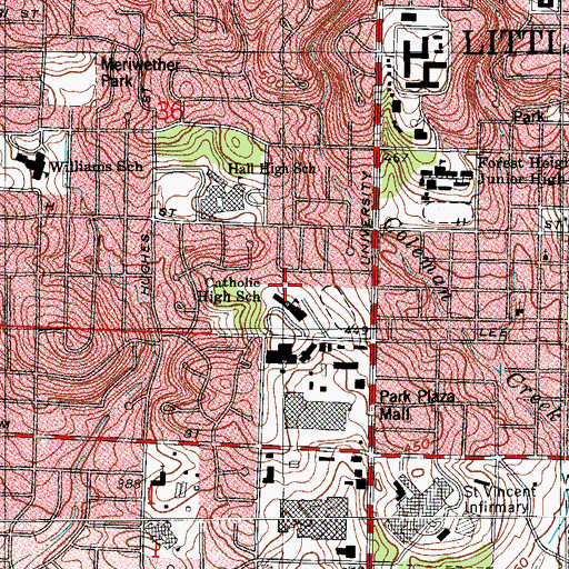 Topographic Map of Catholic High School, AR
