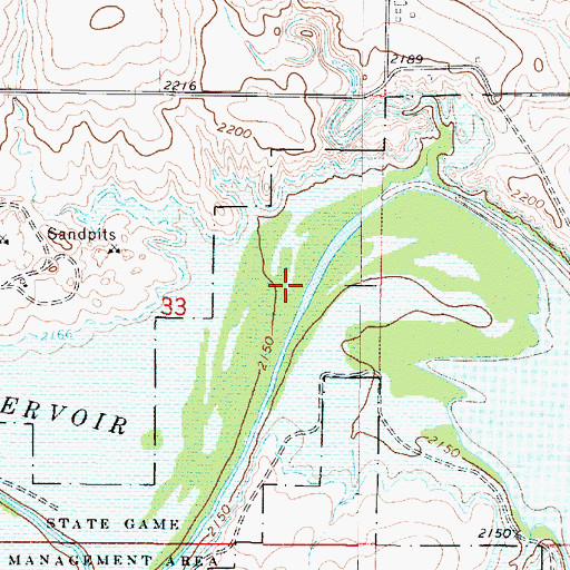 Topographic Map of Cedar Bluff Reservoir, KS