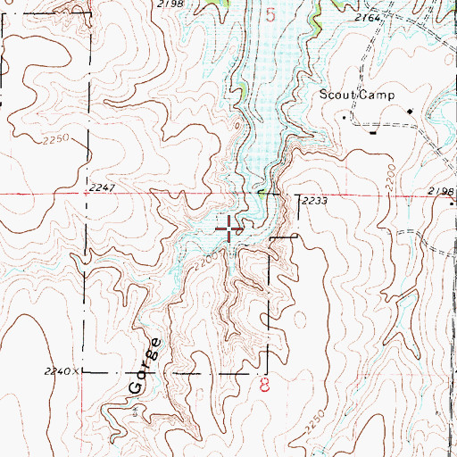 Topographic Map of Cedar Gorge, KS