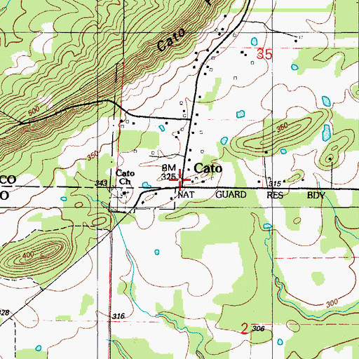 Topographic Map of Cato, AR