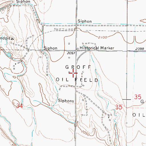 Topographic Map of Groff Oil Field, KS
