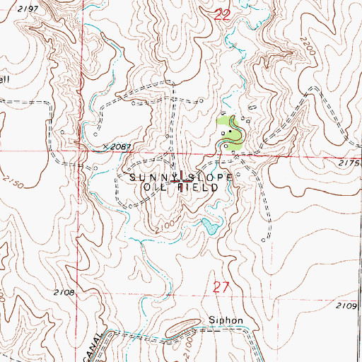 Topographic Map of Sunny Slope Oil Field, KS