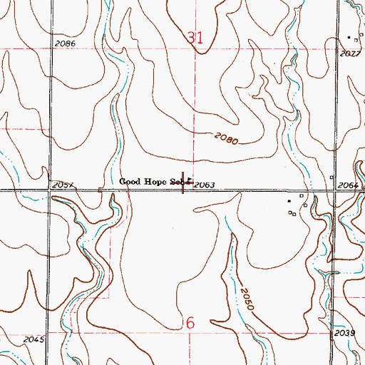 Topographic Map of Good Hope School, KS