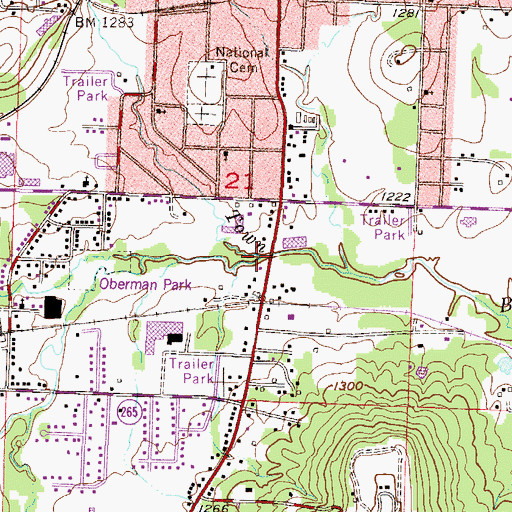 Topographic Map of Cato Springs Branch, AR