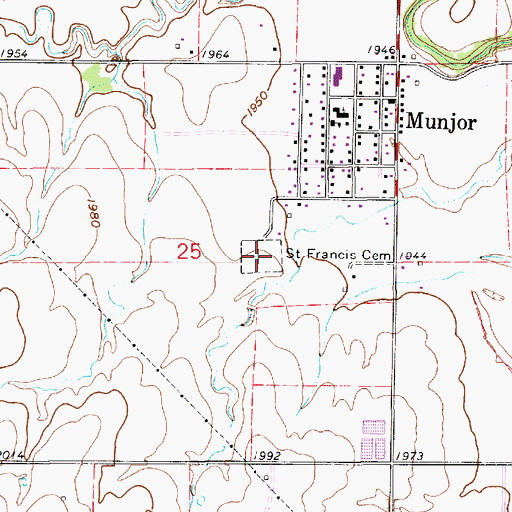 Topographic Map of Saint Francis Cemetery, KS