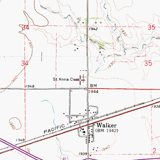 Topographic Map of Saint Anns Cemetery, KS