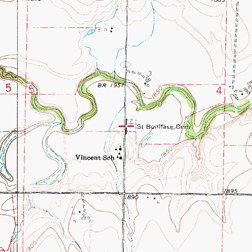 Topographic Map of Saint Boniface Cemetery, KS