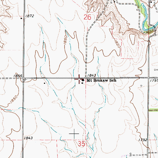 Topographic Map of Mount Brokaw School, KS
