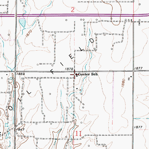 Topographic Map of Center School, KS
