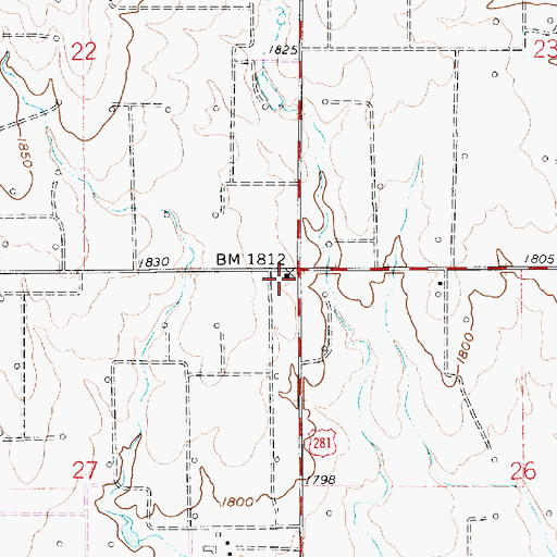 Topographic Map of Grant School, KS