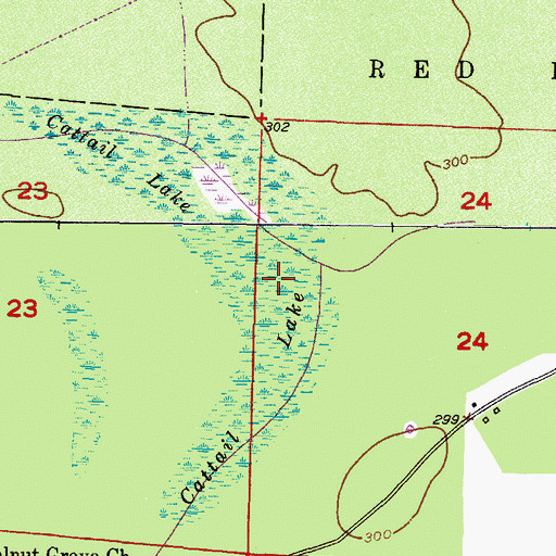 Topographic Map of Cattail Lake, AR
