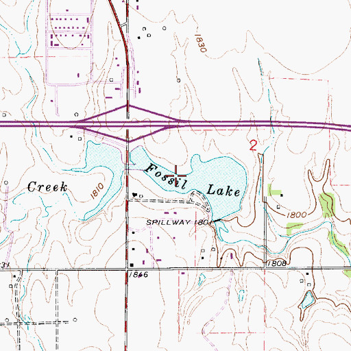 Topographic Map of Fossil Lake, KS