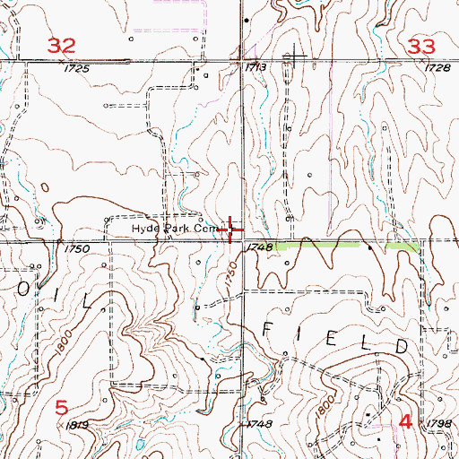 Topographic Map of Hyde Park Cemetery, KS