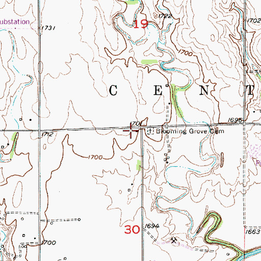Topographic Map of Four Corners School (historical), KS