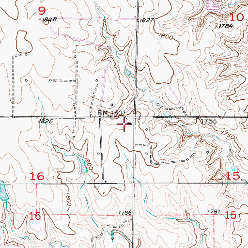 Topographic Map of Center View School, KS