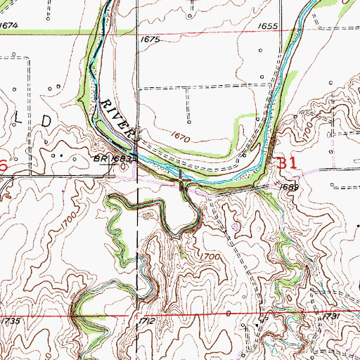 Topographic Map of Goose Creek, KS