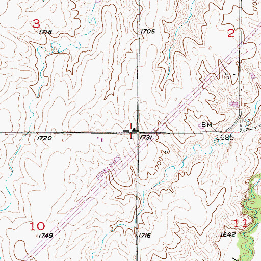 Topographic Map of Cliff School, KS