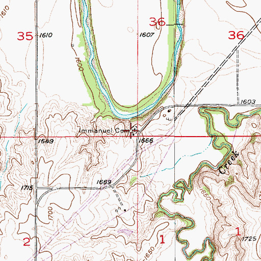 Topographic Map of Immanuel Cemetery, KS