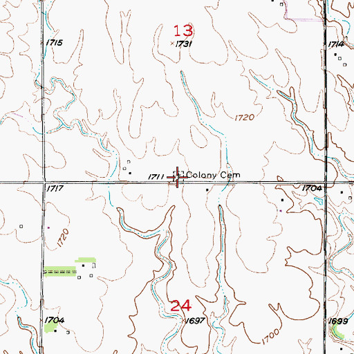 Topographic Map of Colony Cemetery, KS