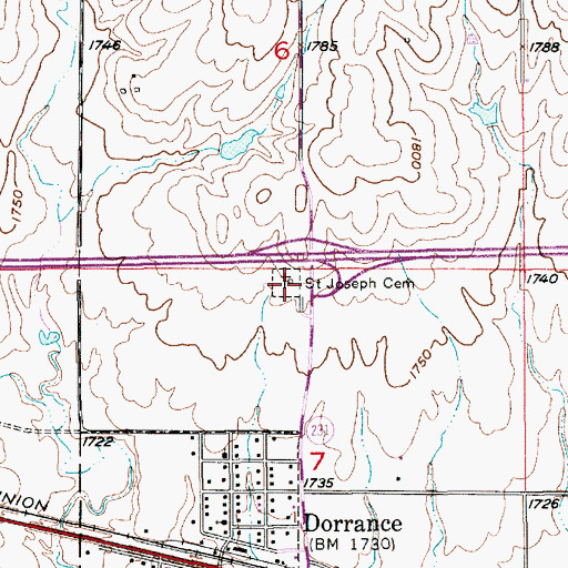 Topographic Map of Saint Joseph Cemetery, KS