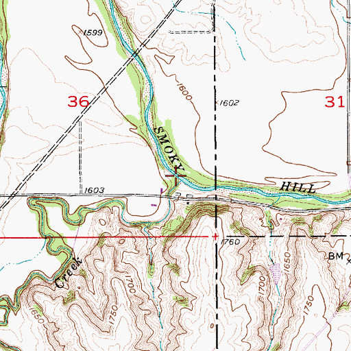 Topographic Map of Coal Creek, KS