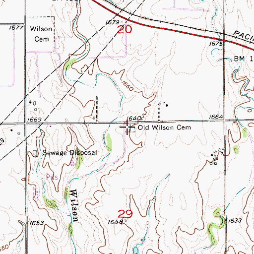 Topographic Map of Old Wilson Cemetery, KS