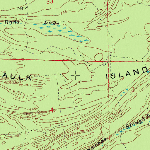 Topographic Map of Caulk Island, AR