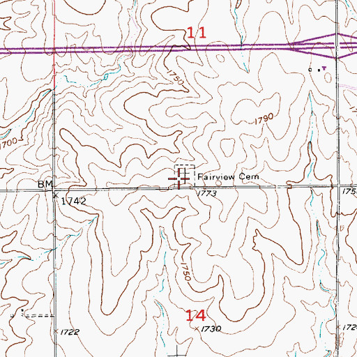 Topographic Map of Fairview Cemetery, KS