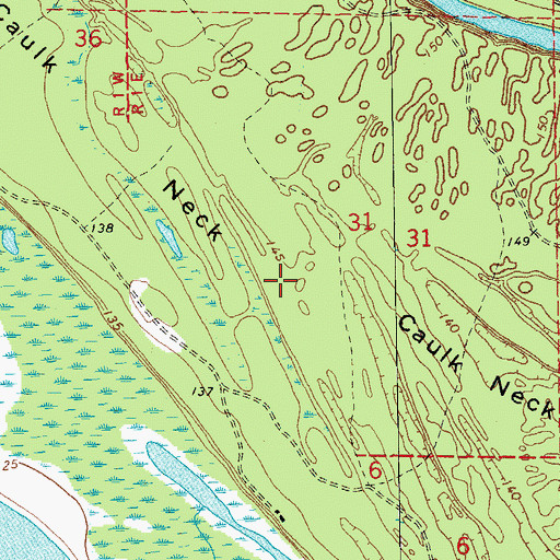 Topographic Map of Caulk Neck, AR