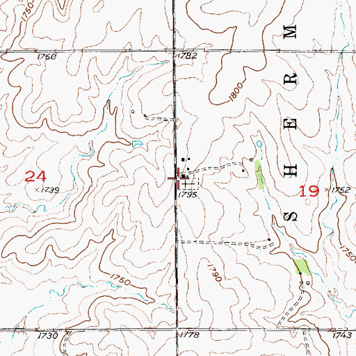 Topographic Map of Saint Paul School, KS