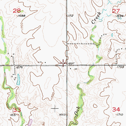 Topographic Map of Oak Creek School (historical), KS