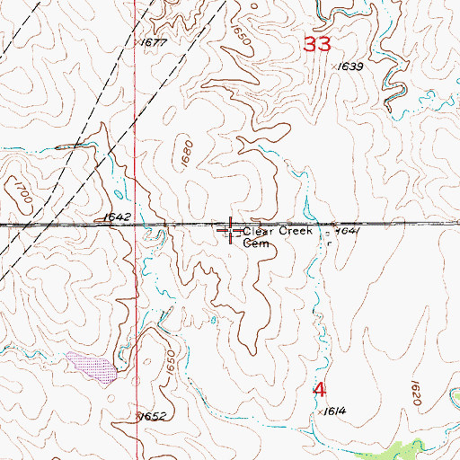 Topographic Map of Clear Creek Cemetery, KS
