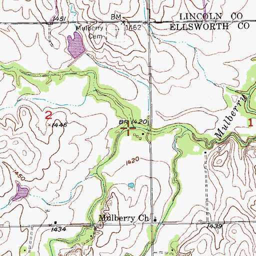 Topographic Map of Table Rock Creek, KS