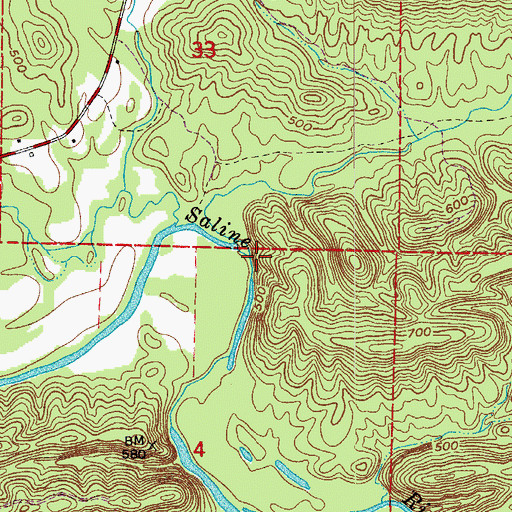 Topographic Map of Cave Creek, AR