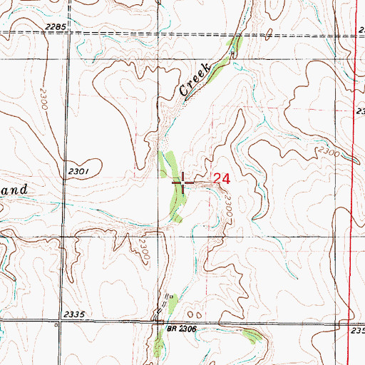 Topographic Map of East Branch Sand Creek, KS