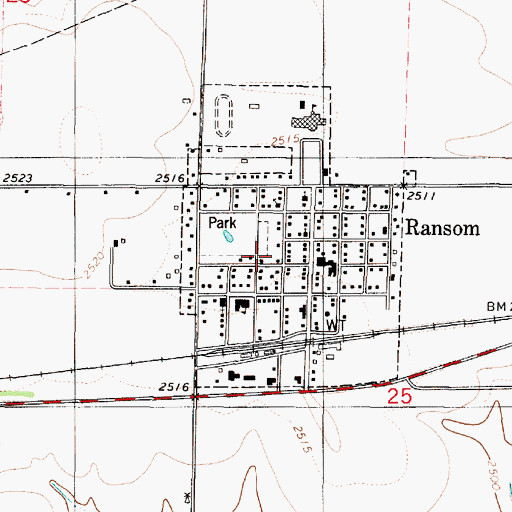 Topographic Map of Ransom, KS