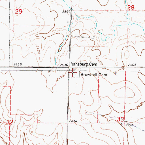 Topographic Map of Vansburgh Cemetery, KS