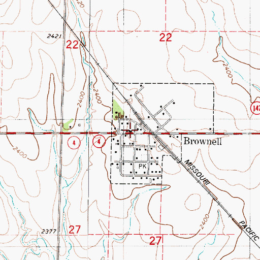 Topographic Map of Brownell, KS