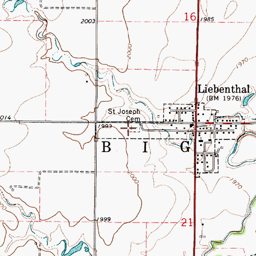 Topographic Map of Saint Joseph Cemetery, KS
